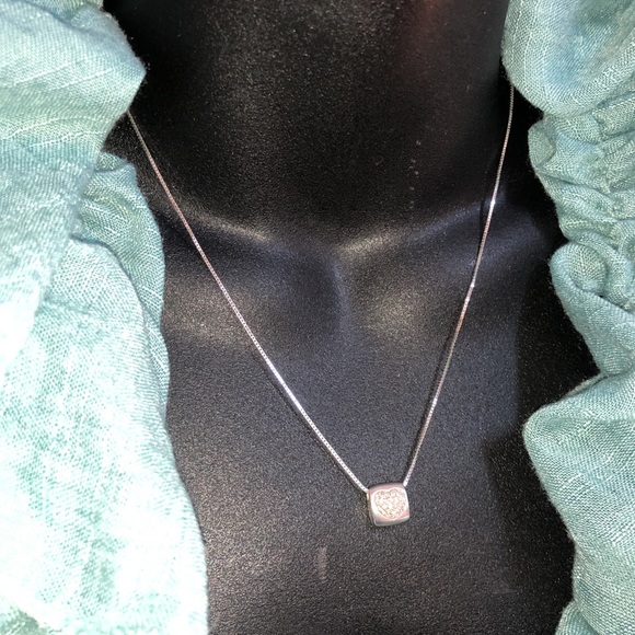 Solid Stamped 18K (not 14K ) White Gold Diamond Pave Modern Heart Necklace - Picture 11 of 16